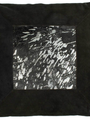 Sonny Metallic Cowhide Pillow Black/silver