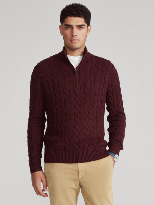 Cable-knit Cotton Quarter-zip Sweater