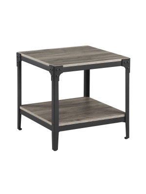 Set Of 2 Rustic Wood End Side Table - Saracina Home