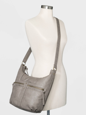 Bueno Zip Closure Convertible Hobo Handbag - Gray