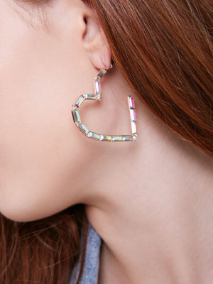 Iridescent Heart-shaped Hoop Earrings