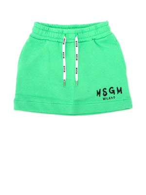 Msgm Kids Logo Print Drawstring Skirt