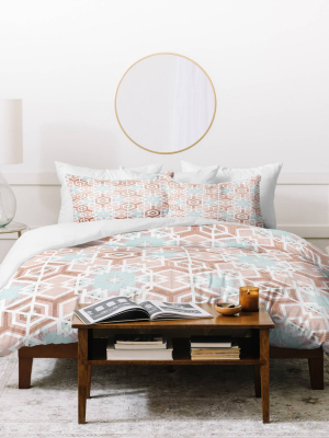 Festive Geo Snowflake Pastel Duvet Set - Deny Designs