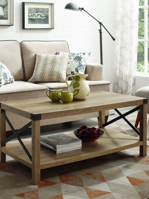 40" Rustic Farmhouse X Side Coffee Table - Saracina Home