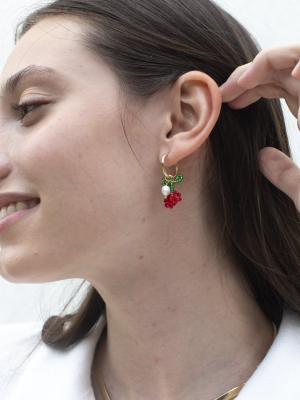 Beaded Cherry Hoops