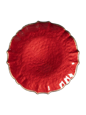 Vietri Viva Baroque Glass Charger - Red