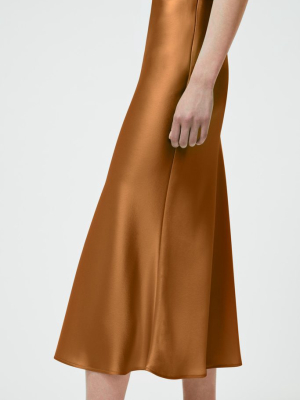 Satin Valletta Skirt - Ochre