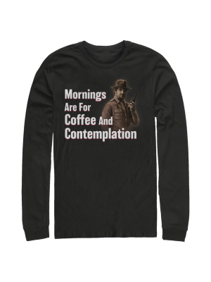 Men's Stranger Things Hopper Coffee And Contemplation Long Sleeve Shirt