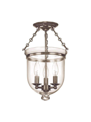 Hampton 3 Light Semi Flush Historic Nickel