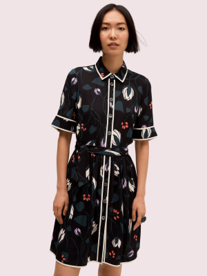 Deco Bloom Short Sleeve Shirtdress