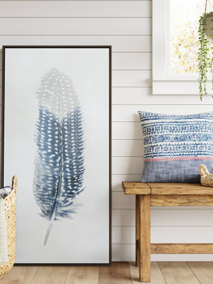 24" X 47" Blue Feather Framed Printed Canvas - Threshold™