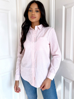 New Look Pocket Detail Striped Shirt In Pink