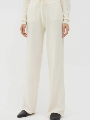 Cream Cashmere Wide-leg Pants