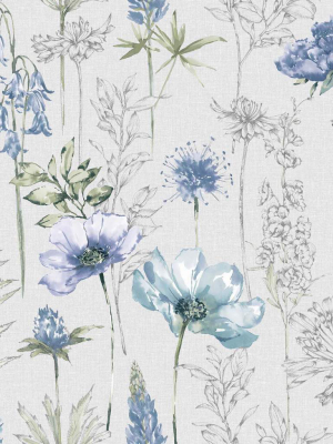 Floral Sketch Blue Wallpaper From The Capsule Collection By Graham & Brown