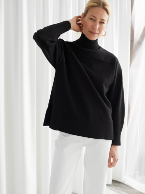 Relaxed Turtleneck Rib Knit Sweater