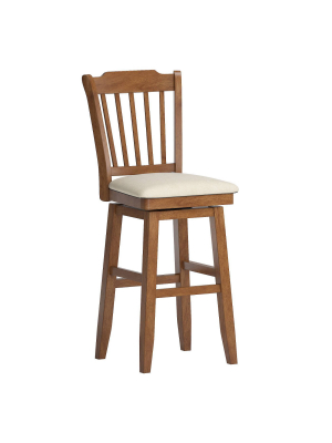 29" South Hill Slat Back Wood Swivel Height Barstool - Inspire Q