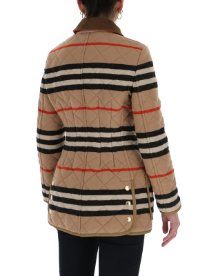 Burberry Icon Stripe Diamond Quilted Riding Jacket