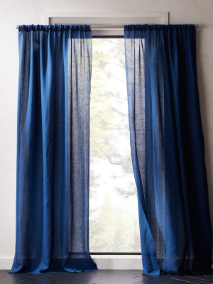 Navy Linen Curtain Panel