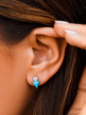 Turquoise & Moonstone Stud Earrings