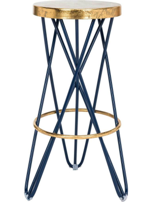 Lorenzo Gold Leaf Bar Stool Navy