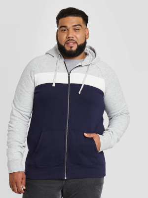 Men's Big & Tall Regular Fit Full Zip Fleece Hoodie Sweatshirt - Goodfellow & Co™ Blue