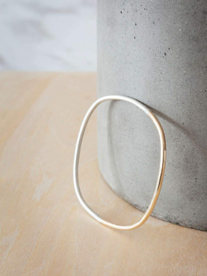 Thick Silver & Gold Square Bangle Bracelet