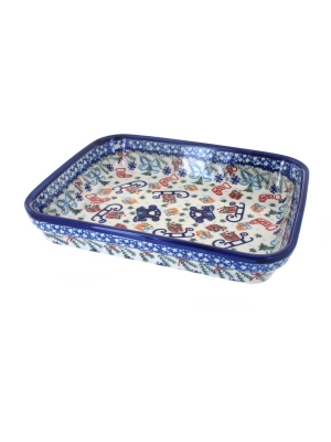 Blue Rose Polish Pottery Christmas Bounty Medium Rectangular Baker