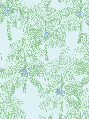 Palm Beach Peel-and-stick Wallpaper In Baby Blue And Seafoam By Nextwall