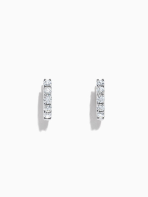 Effy Pave Classica 14k White Gold Diamond Hoop Earrings, 0.98 Tcw
