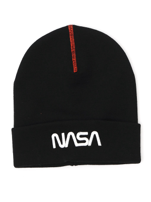 Heron Preston Nasa Logo Embroidered Ribbed Beanie