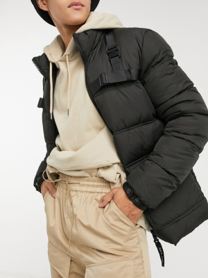Sixth June Puffer Jacket With Pocket Detail In Black