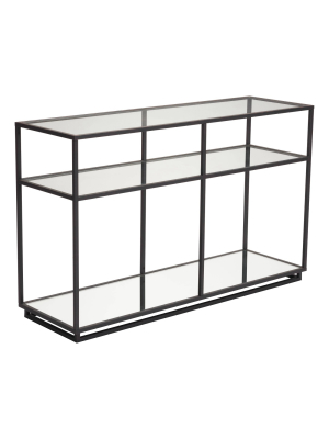 Modern Glass & Steel Rectangular 48" Console Table Distressed Black - Zm Home