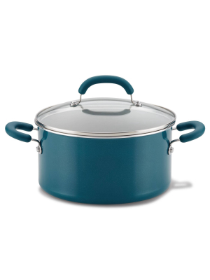 Rachael Ray Create Delicious 6qt Aluminum Nonstick Stock Pot With Lid Teal
