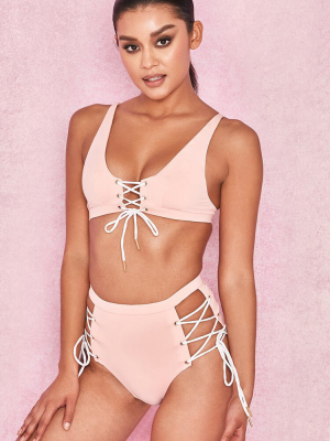 Active High Waist Lace Up Bikini Swimsuit - Two Piece Set