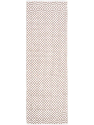 Boston Checker Taupe Runner Rug