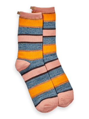 Metallic Cotton-blend Striped Socks