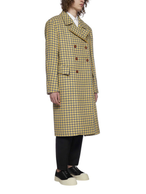 Marni Check Print Double Breasted Coat