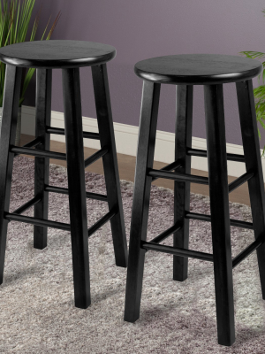 2pc 24" Pacey Counter Height Barstools Set Black - Winsome