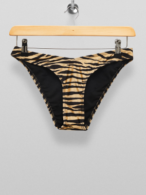 Tiger Print High Leg Bikini Bottoms