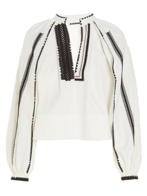 Jil Sander Embroidered Front Slit Blouse