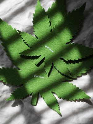 Small Marijuana Leaf Merino Wool Felt Trivet