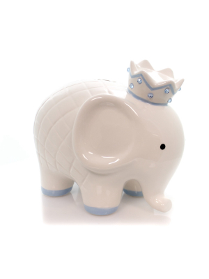 Bank 7.75" White/blue Coco Elephant Bank Baby Hand Painted