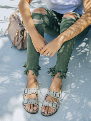 Tilly Studded Buckle Sandal - Taupe