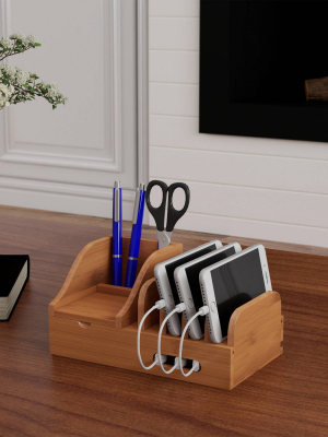 Bamboo Charging Dock And Cord Management Station - Hastings Home