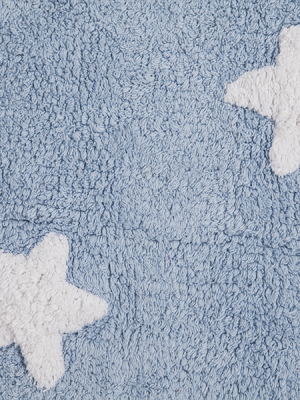 Stars Washable Rug In Blue & White