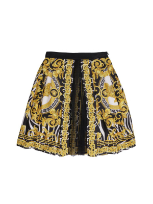 Versace Kids Barocco Print Pleated Skirt