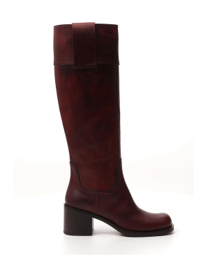 Miu Miu Pull Tab Knee High Boots