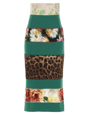 Dolce & Gabbana Patchwork Print Midi Pencil Skirt