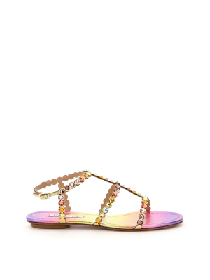 Aquazzura Tequila Embellished Flat Sandals