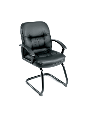 Mid Back Leatherplus Guest Chair Black - Boss Office Products